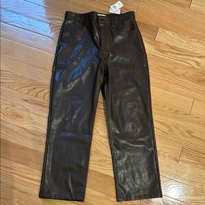 Abercrombie & Fitch Brown Faux Leather Pants Wide Leg NWT